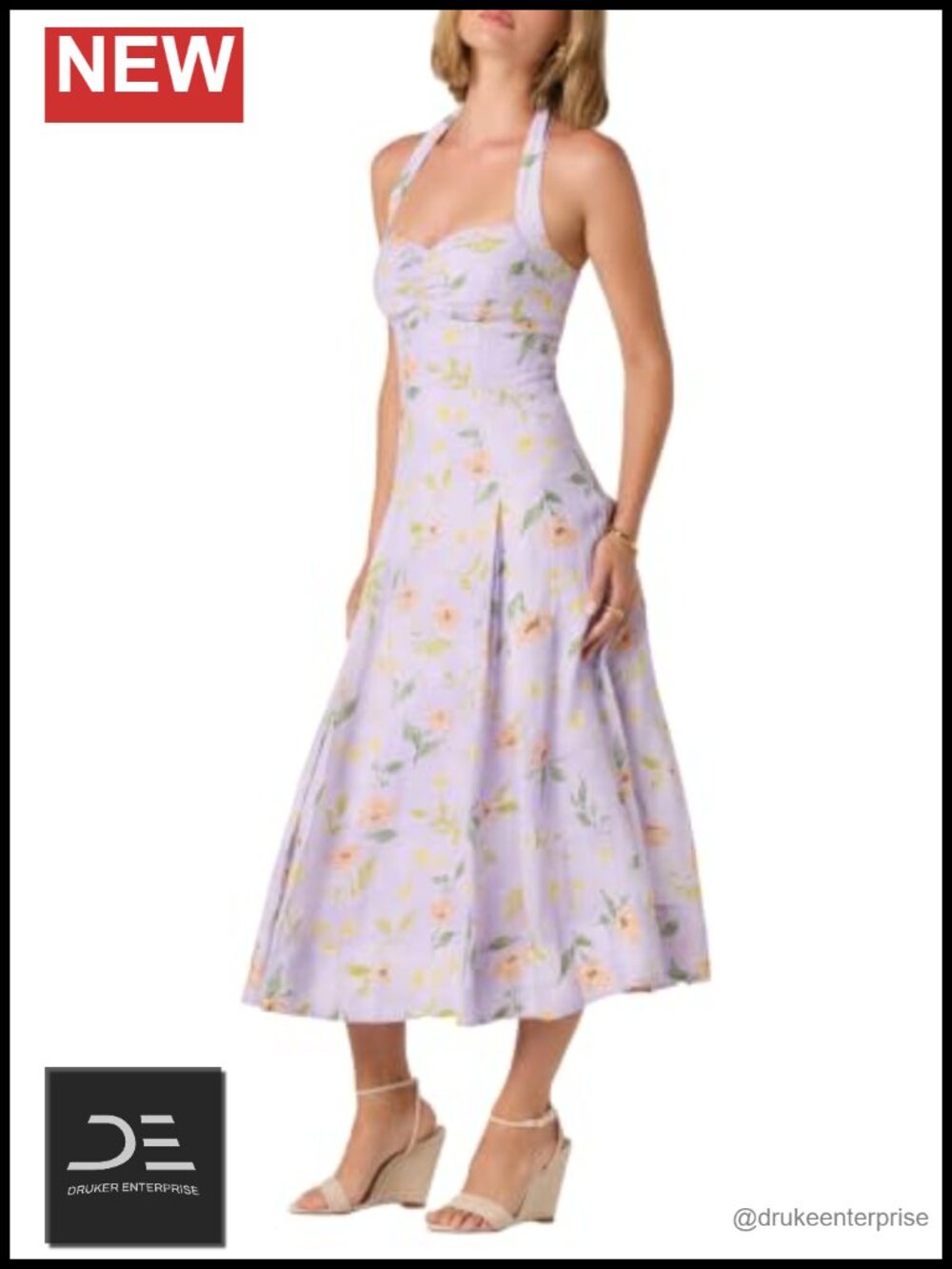 ASTR the Label Jesenia Floral Halter Midi Dress Casual Fit